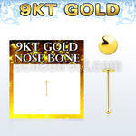 g9brd 9kt gold nose bone with a 2mm plain gold round top