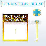 g9nbge7 9kt gold nose bone w 2mm prong set turquoise stone