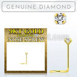 g9scdb2 genuine diamond 9k gold nose screw 2mm prong set round diamond
