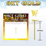 g9ysbt2 9kt gold bend it yourself nose stud w gold butterfly top