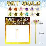 g9yzsm1 9kt gold bend it nose stud 22g w 3mm prong set star cz