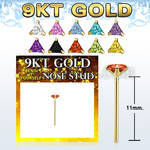 g9yztm1 9kt gold bend it nose stud 22g prong set 3mm triangle cz