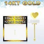 gbht 14kt gold nose bone with a 2 5mm gold heart top