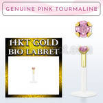 gbige3 bioflex labret with 14kt gold w prong pink tourmaline