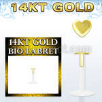 gbiht bio flex labret w push in 14kt gold heart shaped top