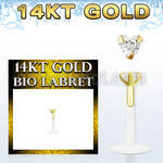 gbizhc bioflex labret with push in 14k gold with heart prong cz