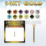 gbzm12 14kt gold nose bone w 1.25mm round color cz stone