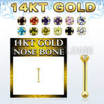 gbzsm1b 14kt gold nose bone, 20g w 1.5mm round prong set cz