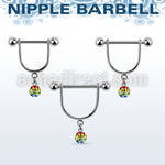 gfrsnp6 steel nipple stirrup w 6mm gay pride multi crystal ball