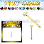 ggnbzm1 18k gold nose bone 22g prong set color cz