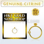 ghge6 14kt gold nose hoop w a 2mm prong set citrine stone