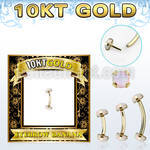 gibno gold eyebrow banana w thread less top w synthetic opal