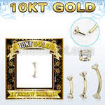 gibnz 10k gold eyebrow banana w thread less top w cz stones