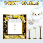gilbo 10k gold labret w thread less top w synthetic opal