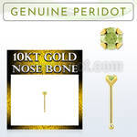 ginbge4 10kt gold nose bone with a 2mm prong set peridot