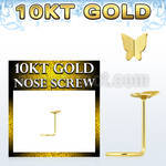 gisbt2 10kt gold nose screw with plain gold butterfly top