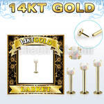 glbo 14k gold labret w thread less top w synthetic opal