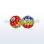 gmfr8 8mm ball with ferido multi crystals in gay pride colors