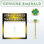 gnbge10 14kt gold nose bone with a 2mm prong set emerald