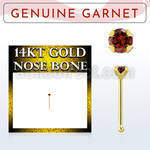 gnbge2 14kt gold nose bone with a 2mm prong set garnet