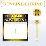 gnbge6 14kt gold nose bone with a 2mm prong set citrine stone