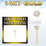 gnbsrm1 14k gold nose bone 3mm prong set star cubic zirconia (cz) stone