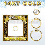 gnrz2 solid 14k gold nose ring w 2mm round cz top