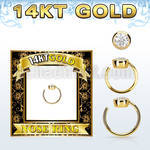 gnrz3 solid 14k gold nose ring w 3mm round cz top