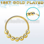 gold plated silver nose hoop w seven 2mm fixed balls 