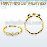 gold plated silver nose hoop w three 1.5mm round crystals