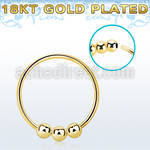 gold plated silver nose hoop w three 2mm fixed balls 