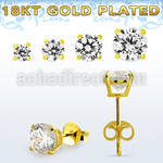 gpecrza pair of 18k gold plated silver casting ear stud w aaa cz