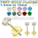 gprzm one pair 18k gold plated silver ear studs cz