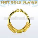 gpsep12e gold plated silver fake septum ring w 3 ropes wrapped