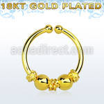 gpsep12f gold silver fake septum ring w balinese wire 2 ball