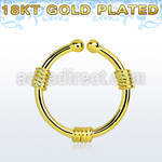gpsep12h gold plated silver fake septum ring w 3 wires wrapped