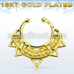 gpsepd10 gold silver fake septum clicker w wide engraved indian 