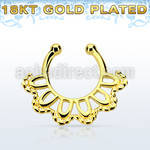 gpsepd3 gold plated silver fake septum clicker in a indian leaf