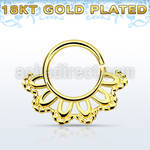 gpsepv3 gold plated silver septum ring in a indian leaf design