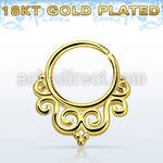 gpsepv7 gold plated silver septum ring w decorated indian design