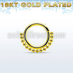 gpspv16 18k gold plated silver seamless septum ring,16g w beads