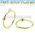 gpz15m gold plated 925 silver nose hoop w 1.5mm round cz