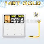 gsc2x box w 14kt gold nose screws, 20g w 1.5mm set clear cz 