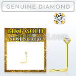 gscdb2 genuine diamond 14k gold nose screw 2mm prong set round diamond