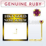 gscge5 14kt gold nose screw with a 2mm prong set ruby stone