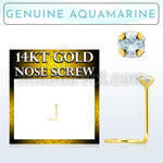 gscge8 14kt gold nose screw with 2mm prong set aquamarine