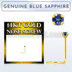 gscge9 14kt gold nose screw with 2mm prong set blue sapphire