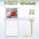 gsczqc box of 14kt gold nose screws with 2mm square clear cz