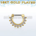 gsepc16 gold plated silver septum clicker 14g w prong set cz