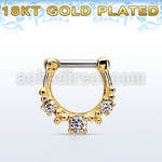 gsepl14 gold plated silver septum clicker 14g w 1 big cz